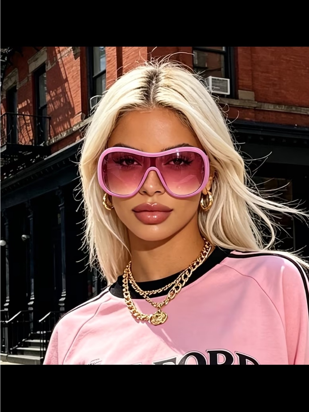 Affordable Fashion Finds Pink Oversized Shield Sunglasses